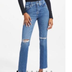 Good American Good Curve High Waist Raw Hem Jeans